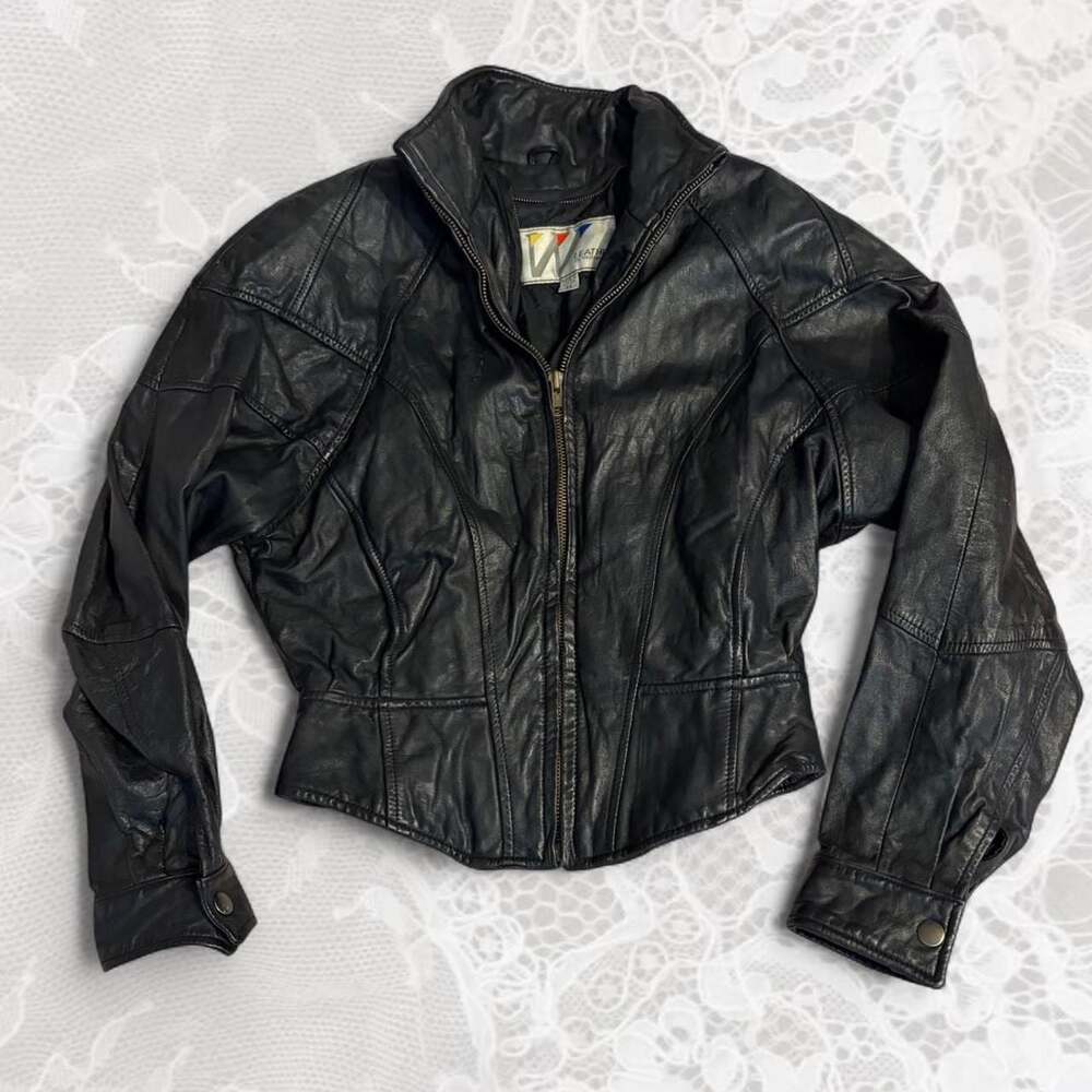 Vintage M LEATHER by Wilsons Black Genuine Leather Jacket XS